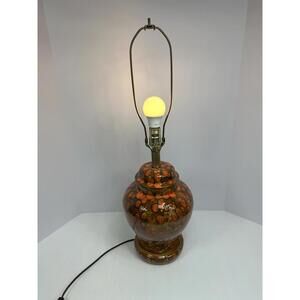 VTG MCM Hand Thrown Volcanic Drip Glaze Ceramic Ginger Jar Brown Orange‎ Working